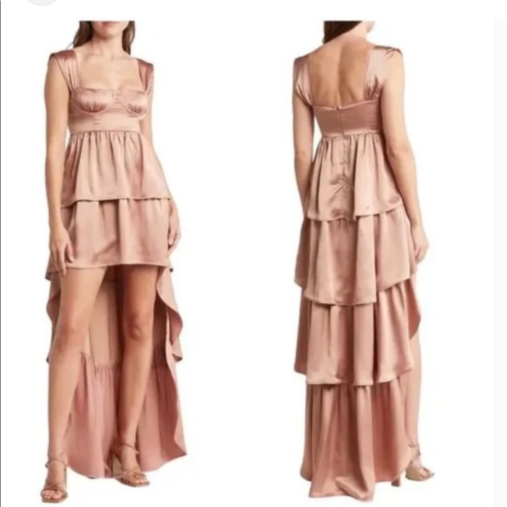 WE WORE WHAT satin corset high low dress